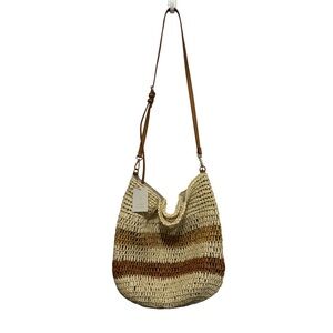LC Lauren Conrad NWT Tan and Brown Woven Bohemian Shoulder Bag Purse